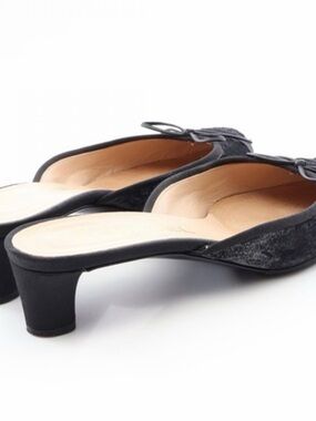 CHANEL Black Low Heel Slide Mules